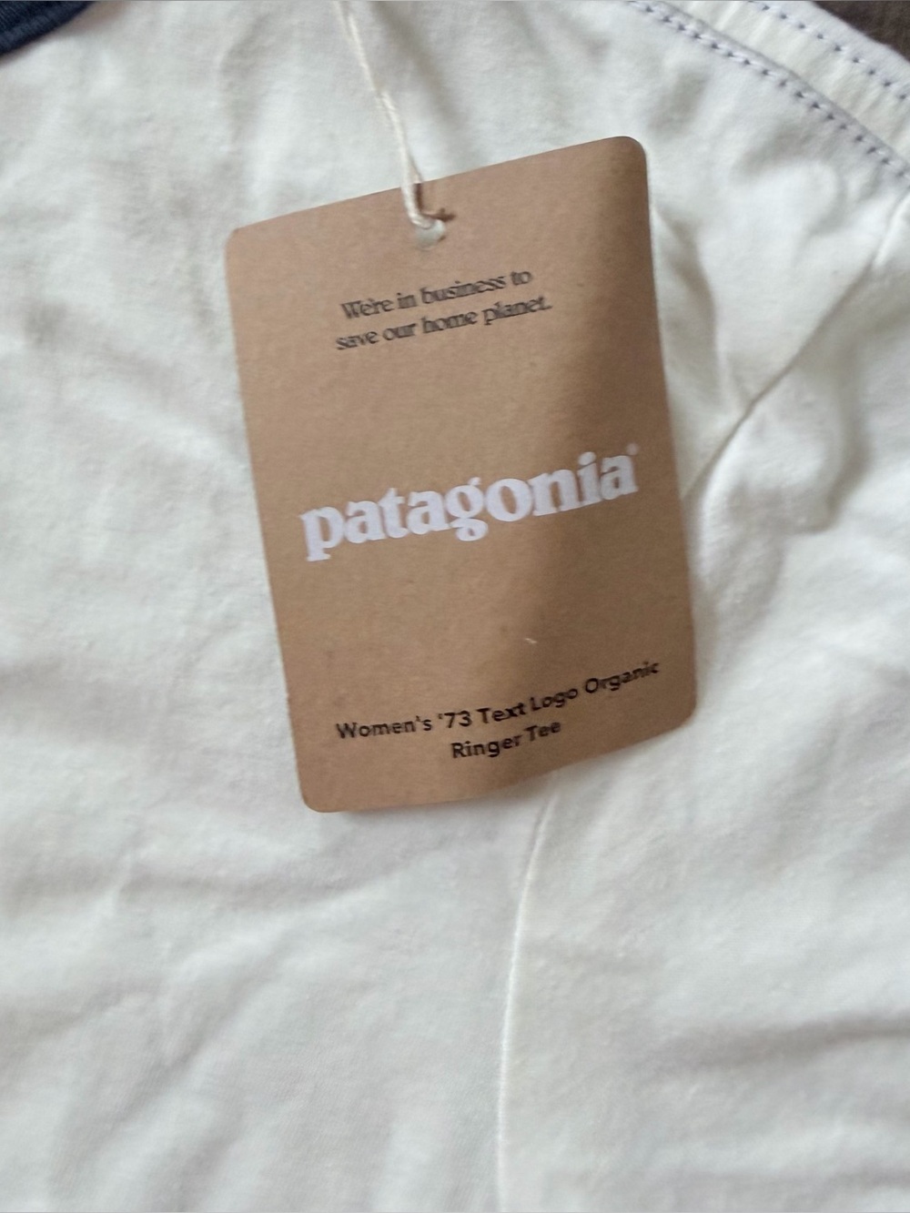 NWT Patagonia ‘73 Text Logo Organic Ringer Tee | Birch White | Small - Picture 5 of 5
